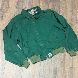 Vintage Carhartt Cactus Green Canvas Jacket with Multicolor Aztec Lining